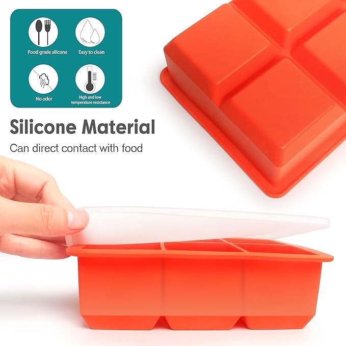 Silicone Ice Cube Trays 3 Pack - Large Size Silicone Ice Cube Molds with Leak Proof Removable Lid Square Ice Cube Tray And BPA Free for Cocktail,Whiskey, Stackable Flexible Ice