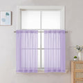 Chyhomenyc Lilac Sheer Curtains 30 inch Length 2 Panels, Light Filtering Voile Rod Pocket Short Window Curtians for Bathroom Living Room Farmhouse Small Windows, 42Wx30L inches
