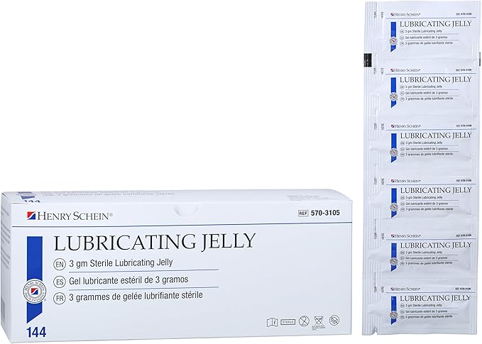 Henry Schein Sterile Lubricating Jelly – 3g Single-Use Packets, Ideal for Medical and Clinical Use, Convenient and Hygienic, Case of 6 Boxes (Total 864 Packets)