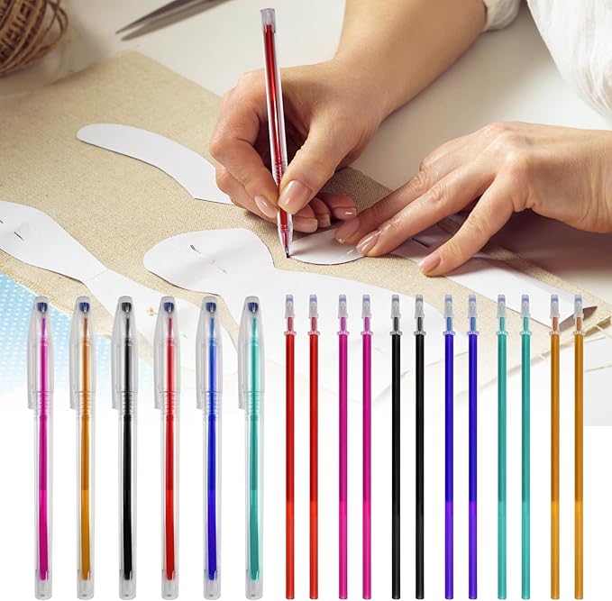 72pcs Heat Erasable Pens for Fabric, Assorted Colors, Fabric Pens for Sewing Erasable for Quilting Sewing DIY Dressmaking Fabrics Tailors Chalk