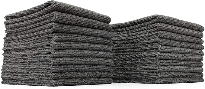 The Rag Company - All-Purpose Microfiber Terry Cleaning Towels - Commercial Grade, Highly Absorbent, Lint-Free, Streak-Free, Kitchens, Bathrooms, Offices, 300gsm, 10in x 10in, Grey (20-Pack)