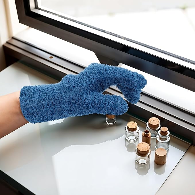 Plant Dusting Gloves, Microfiber Dusters for Cleaning Kitchen Indoor Mitt for House Use Desk Window Blind Screen Wash