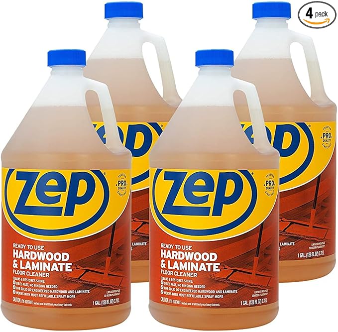 Zep Hardwood & Laminate Floor Cleaner, Brown, 128 fl oz (Pack of 4) (ZUHLF128CT)