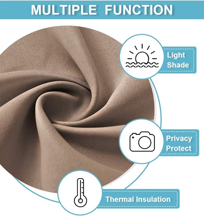 RYB HOME Large Curtains for Living Room 84 inches Length, Blackout Privacy Room Divider Curtains for Doorway Closet Basement Patio Door Bay Window, W 70 x L 84, Mocha, 2 Panels