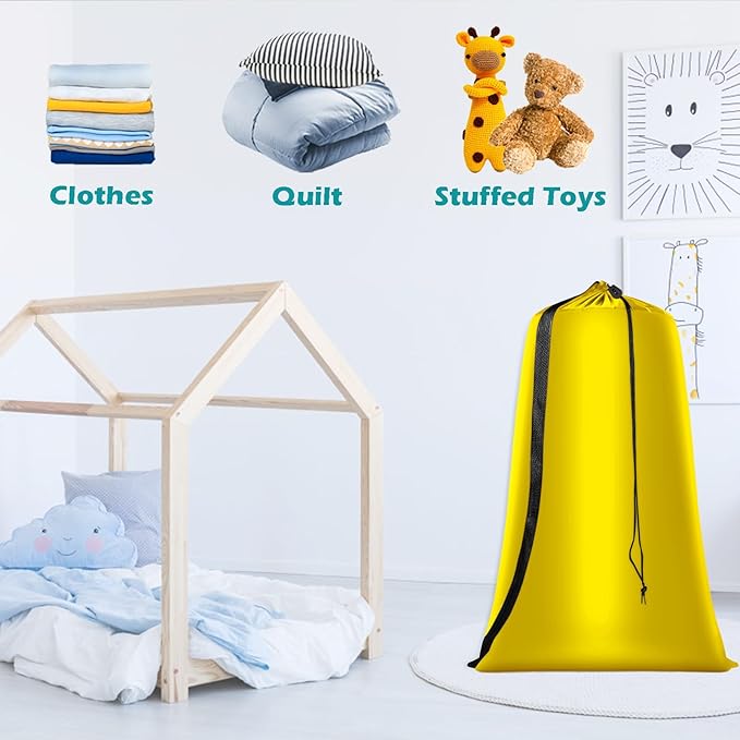 Heavy Duty Laundry Bag 2 Pack XL Nylon Laundry Bags with Straps, Washable Large Dirty Clothes Organizer with Drawstring Closure, Travel Washing Bag Fit a Laundry Hamper or Basket