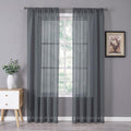 Tollpiz Sheer Curtain Linen Textured Bedroom Curtains Sheer Light Filtering Rod Pocket Voile Curtain for Living Room, 54 x 95 inches Long, Dark Grey, Set of 2 Panels