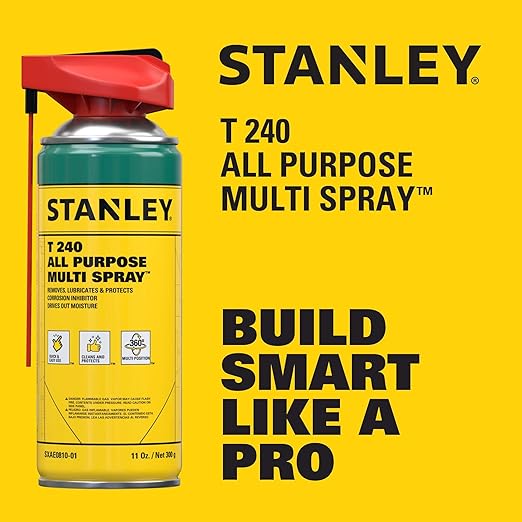 Stanley T240 Corrosion Inhibitor Spray - Rust Remover&Cleaner Aerosol - Versatile Rust Prevention Spray for Garage, RV, Woodworking, Power Tools - 11 Oz, 1 Pack