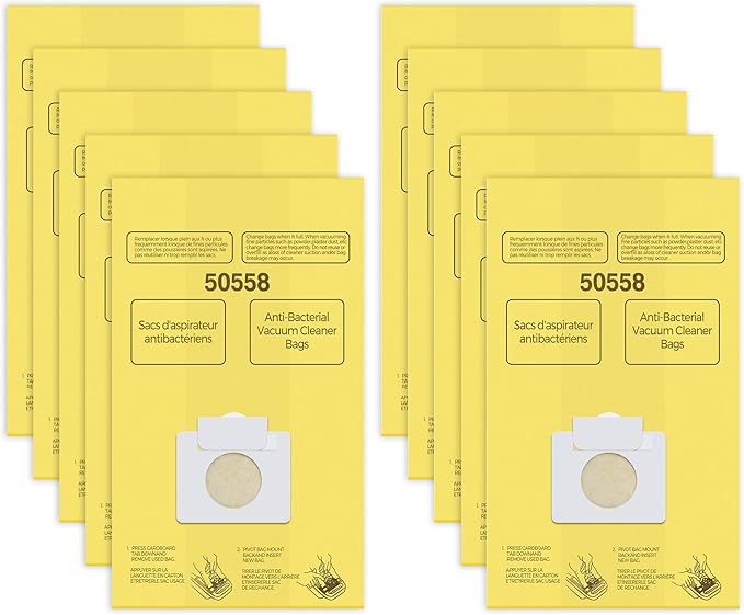 50558 Vacuum Cleaner Bags Replacement for Kenmore Canister Type C/Q 5055, 50555, 50557, 50558 and Pana·sonic Type C-5, C-18, 200 Series, 400 Series, 600 Series, 800 Seires Vacuum - 10 Pack
