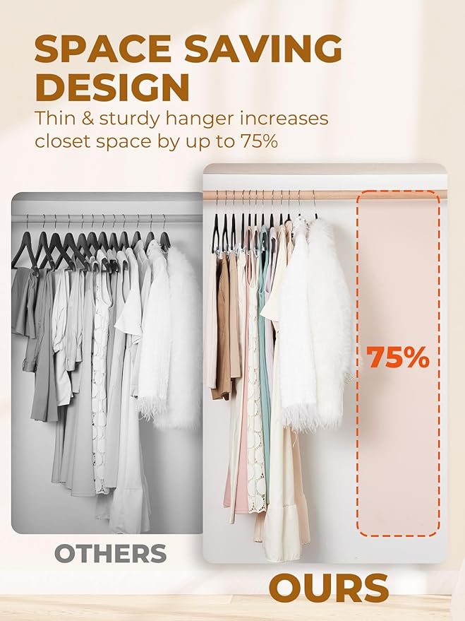 HOUSE DAY Velvet Skirt Hangers 24 Pack, Black Velvet Pant Hangers with Adjustable Clips, Space Saving Slim Shorts Hanger, Heavy Duty Non Slip Clip Hanger for Pants, Skirts, Shorts