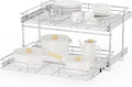 ROOMTEC Individual Pull Out Cabinet Organizer (30" W x 21½" D), 2 Tier Spice Rack Organizer for Cabinet, Slide Out Drawer Pantry Shelf Organization and Storage for Kitchen Bathroom