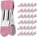 Clothes Pins Heavy Duty 30 Pack - 2.17 Inch Metal Chip Clips, Clothespins for Photo Drying Clothesline Laundry Sock, Bag Clips for Food Kitchen Stainless Steel with Rubber, Pink