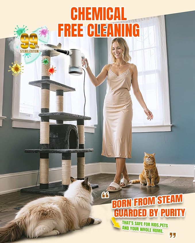 Handheld Steam Cleaner for Home, Portable Steamer Cleaner with 12 Accessories, 15S Fast Heat Up, Steam Adjustable, Hand Held Steamer for Cleaning Grout, Floor, Kitchen, Bathroom, Windows