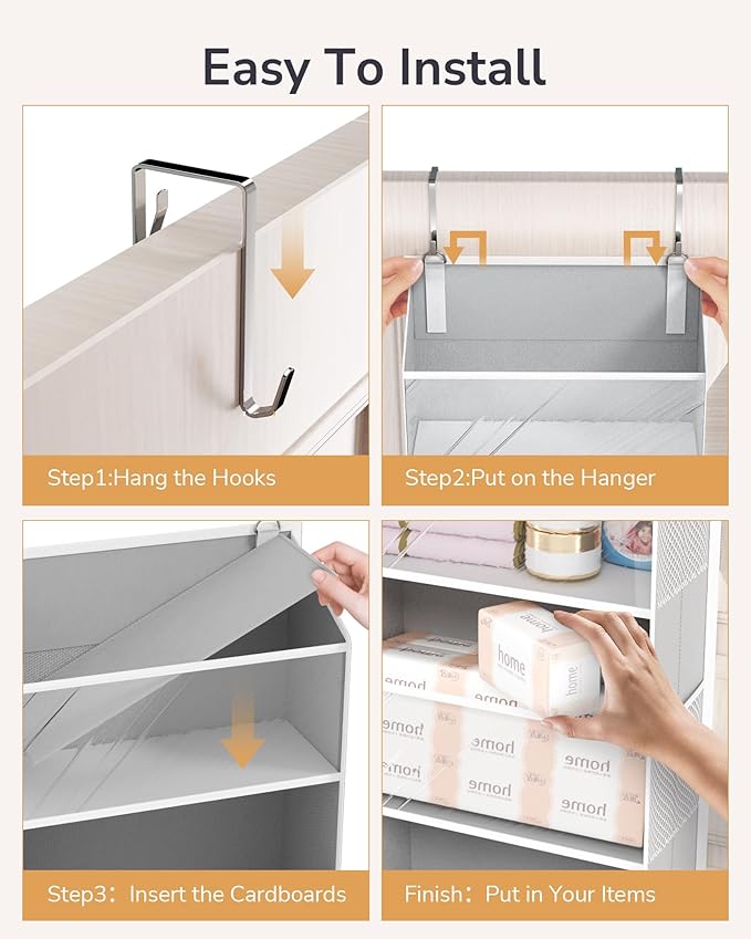 ULG 1-Pack Over Door Organizer with 5 Large Pockets 10 Mesh Side Pockets, 44 lbs Weight Capacity Hanging Storage Organizer with Clear Window for Bedroom Bathroom Kitchen, RV, Camper, Clear Grey