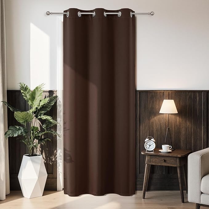 Joydeco Blackout Door Curtain for Doorway Privacy 78 Inches Long, Grommet Closet Curtain for Open Closet, Room Divider for Bedroom Living Room (Chocolate, 40Wx78L, 1 Panel)