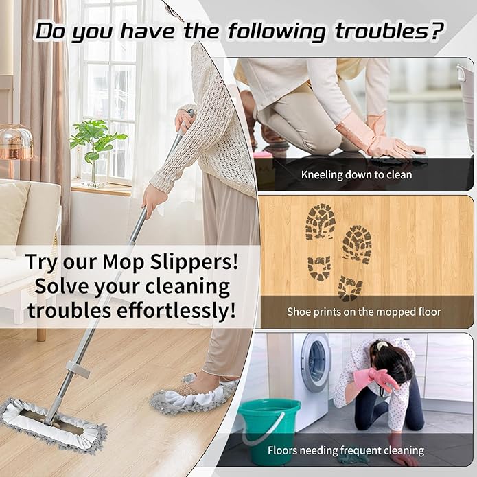 Mop Slippers Socks Floor Cleaning,Microfiber Shoe Covers dust Washable Reusable for Woman Man House Kitchen