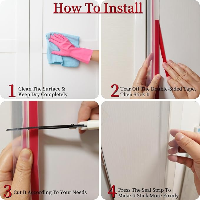 T Shape Door Seal Strip for Door & Windows Gaps，Draft Stopper Bottom Sweep Weather Stripping for Energy Saving, Noise Reduction,Easy Install (Transparent, 1.38" W x 9.8Ft)