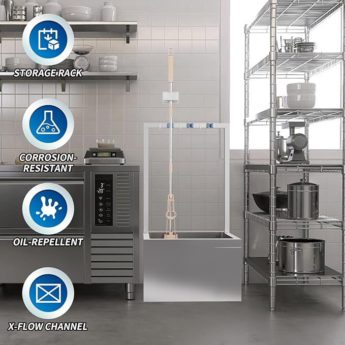 TONGMO Stainless Steel Floor Mop Sink, Mop sink with Cleaning Tool Rack (23.6" x 23.6" x 13")