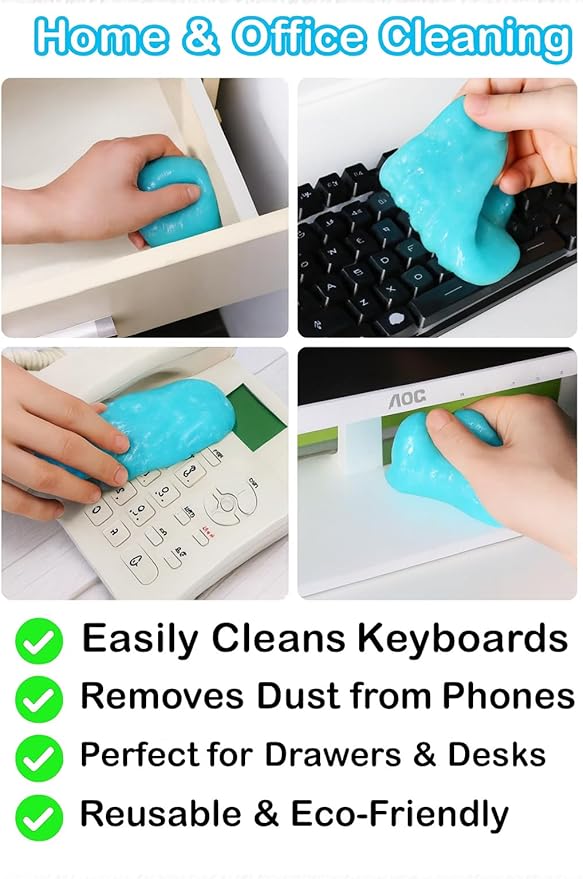Car Cleaning Gel Pack of 2 – Reusable Car Interior Detailer Slime, Dust Remover Putty for Car Vents, Dashboard, Keyboard & Electronics, Auto Detailing Supplies for Easy Cleaning