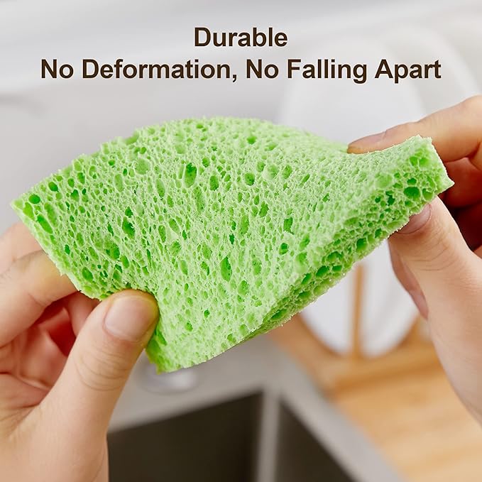 JOYMOOP Dish Sponge Scrubber, Cellulose Sponges Kitchen for Non-Scratch Washing Dishes, Household Cleaning Scrub Natural Sponge, Pack of 12 Colorful Sponges