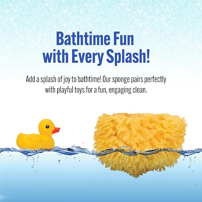 Baby Buddy Baby Bath 4in Yellow Sea Sponge, Absorbent Natural Sea Sponge, Soft on Tender Skin, Biodegradable, Hypoallergenic, Bath Accessories for Bathing, 3 Pack