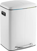 happimess HPM1005C Marco Rectangular 10.5-Gallon Double Bucket Garbage Can with Soft-Close Lid, White