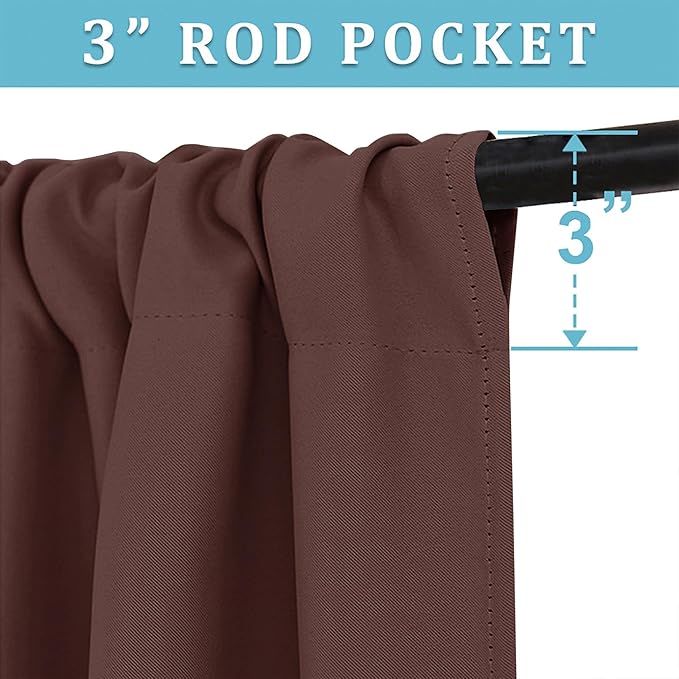 RYB HOME Small Curtains Blackout - Privacy Energy Efficiency Mini Curtains for Kids Bedroom RV Camper Windows Trailer Bathroom Kitchen Cabinet Window Tiers, W 42 x L 30, Chocolate Brown, 2 Pcs