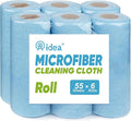 AIDEA Microfiber Cleaning Cloth, Shop Towels 330 Sheets 6 Roll, Microfiber Towels for Cars, Blue Shop Rags Washable, Cleaning Rags Reusable Paper Towels for Automotive, Workshops, House,11×9"