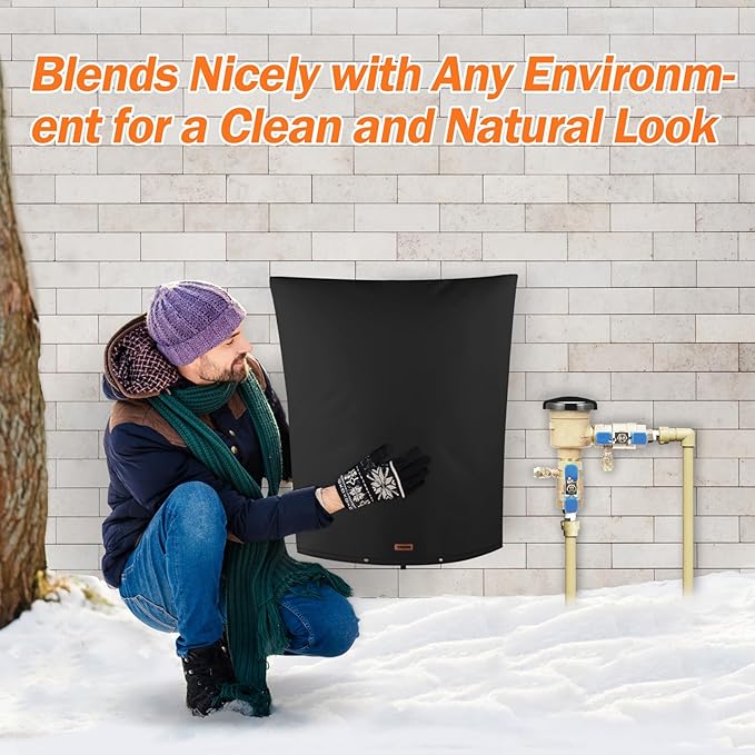 Backflow Preventer Pipe Insulation Cover (5°F) - Irrigation Sprinkler Valve Insulated Pouch - Water Well Pump Cover - Sturdy 5 Layers for Winter Freeze Protection, 20" W x 26" H, Black