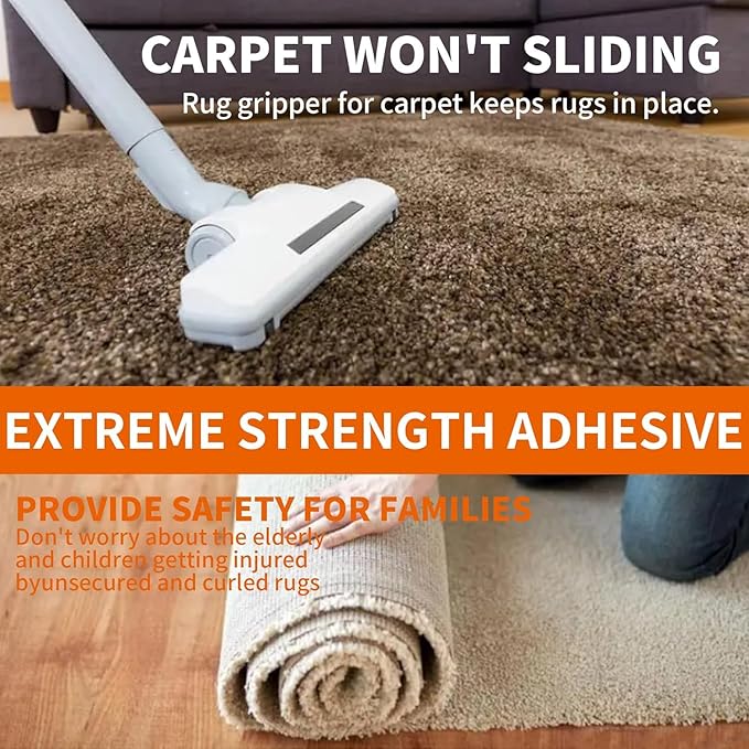 TAPEBEAR Double Sided Carpet Tape 2Inch x 20Yards, Heavy Duty Rug Tape Residue-Free Carpet Gripper for Area Rugs, Wood, Floor, Multipurpose Gripper Non Slip Tape, White