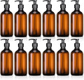 Tessco for you 12 Pack Amber Soap Dispenser Empty Plastic Pump Bottles Dispenser Refillable Shampoo Container for Hand Sanitizer Soap Lotion Body Wash Conditioner Bathroom Kitchen Travel(12 oz)