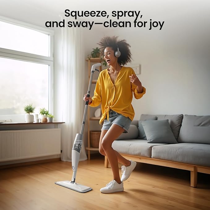 Spray Mops for Floor Cleaning, Xlife Microfiber Dust Mop with 3 Washable Pads Mop with Sprayer Wood Mops Commercial Home Use for Wood Hardwood Laminate Ceramic Tiles Floor-Gray (No Cleaner)