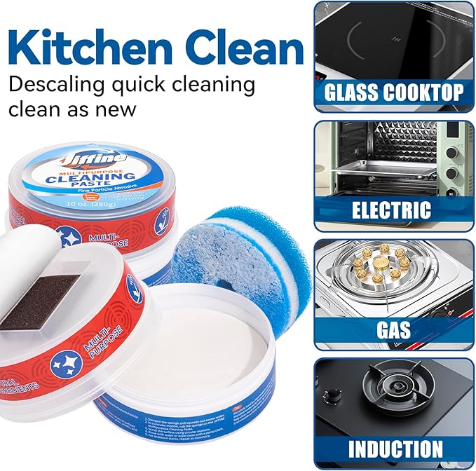 Cooktop Cleaner Paste,the Pink Of Stuff, Miracle All Purpose Cleaning Paste,Easily Remove Burned-On Food, Grease and Watermarks, Leaving Your Glass Cook Top Sparkling 10 oz