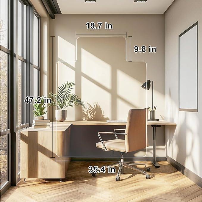 Beveled Edge Irregular Office Chair Mat with Lip for Carpet or Hardwood Floor Crystal Clear 36" x 48" Smooth Glide and Easy Roll On/Off, Heavy Duty and Non-Slip Pad Floor Chair Mat with Lip