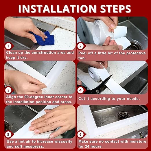 1.5" White Caulk Tape with Self Adhesive, Caulk Strip Waterproof for Bathroom,Toilet, Bathtub,Shower,Caulking Tape for Kitchen and Wall Toilet Sealer Around Base 10.5 Ft x 3 Rolls