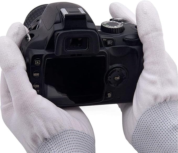VSGO Professional Camera Cleaning Gloves Anti-Static for Camera and Sensor Cleaning, Compatible with Precision Instruments, White (DDG-1)