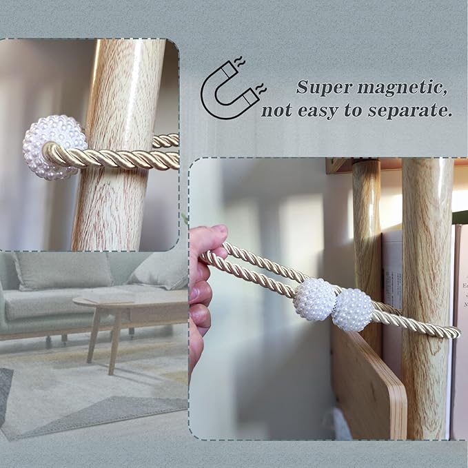 Hion Magnetic Curtain Tiebacks Golden 2pcs, Curtain Tiebacks Buckles Holdbacks Holders Hooks Clip for Home Bedroom Office Decorative Curtain