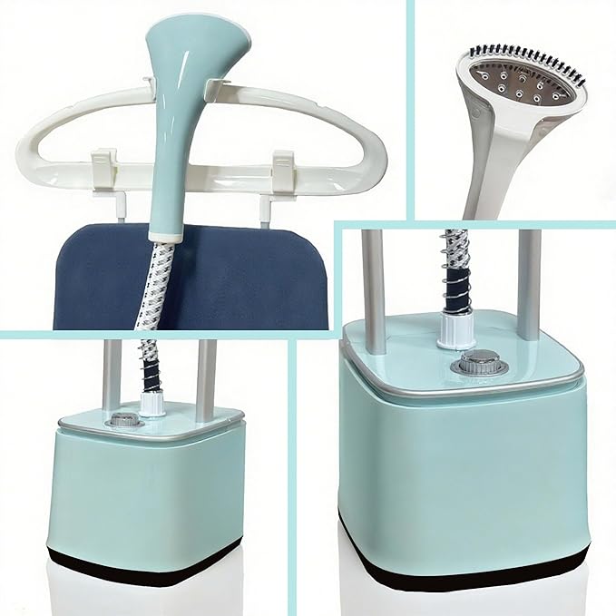 Standing Garment Steamer, 2000W Powerful Steamer for Clothes, 10 Steam Levels, 2.7L Water Tank for 90 Mins Continuous Steaming, Home Commercial Use (Blue)