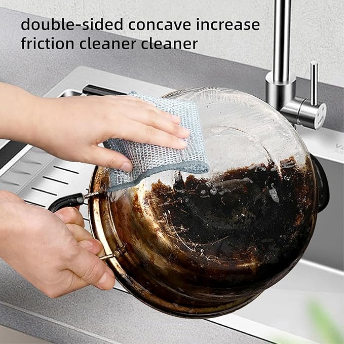 Multipurpose Wire Miracle Cleaning Cloths, Magnifying Wire Dishwashing Rags for Wet and Dry Mesh Microfiber Cleaning Cloth for Metal, Kitchen, Dishes