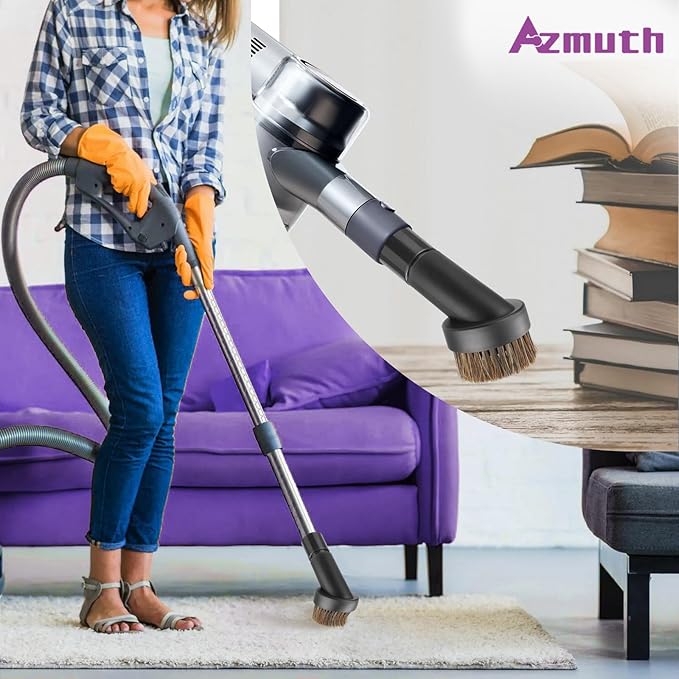 Vacuum Attachments & Brushes, Vacuum Horsehair Brush with 1-1/4 to 1-3/8 Inch Vacuum Hose Adapter, Vacuum Brush Attachment for Shark Vacuum and Shop Vac Attachments and Most Household Vacuum Cleaners