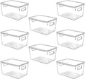 Clear Plastic Stackable Storage Bins with Lids, Pantry Organizers and Storage Containers Fridge Organizer Bins Kitchen Cabinet Organizer Bin for Organizing Under Sink Refrigerator Organization