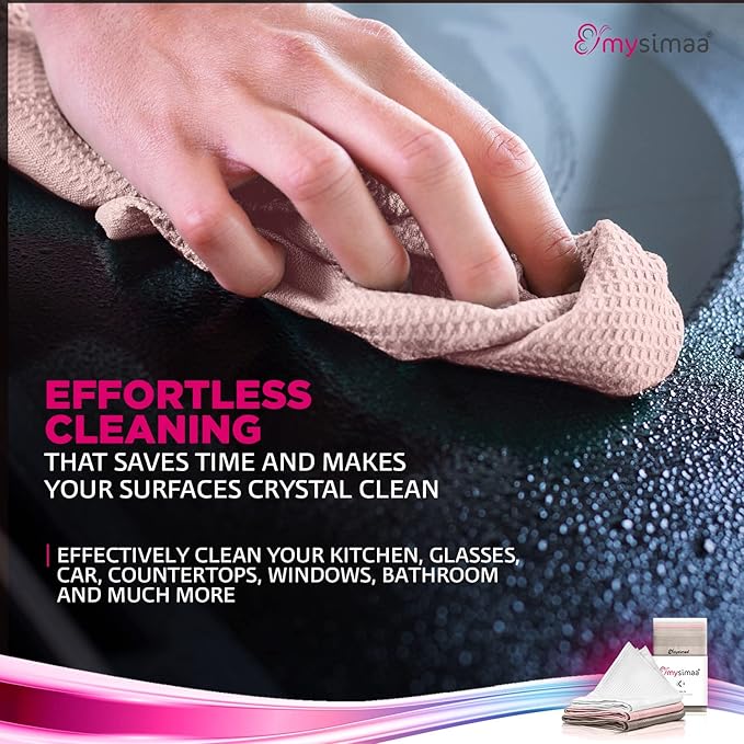 mysimaa XL Lint Free Microfiber Cloth, Glass & Window Cleaning Cloths - Set of 6