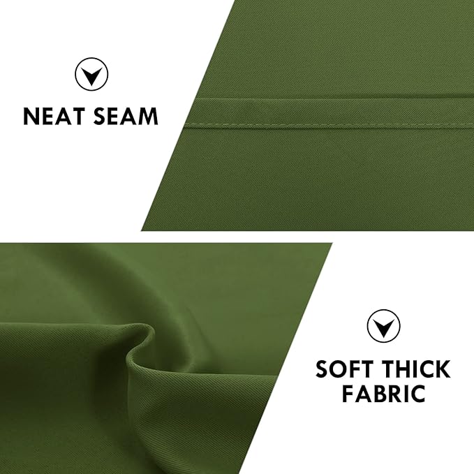 DWCN Blackout Curtains Room Darkening Thermal Insulated Bedroom Curtains Window Curtain Panels, 38 x 84 inches Long, Set of 2 Olive Green Rod Pocket Drapes