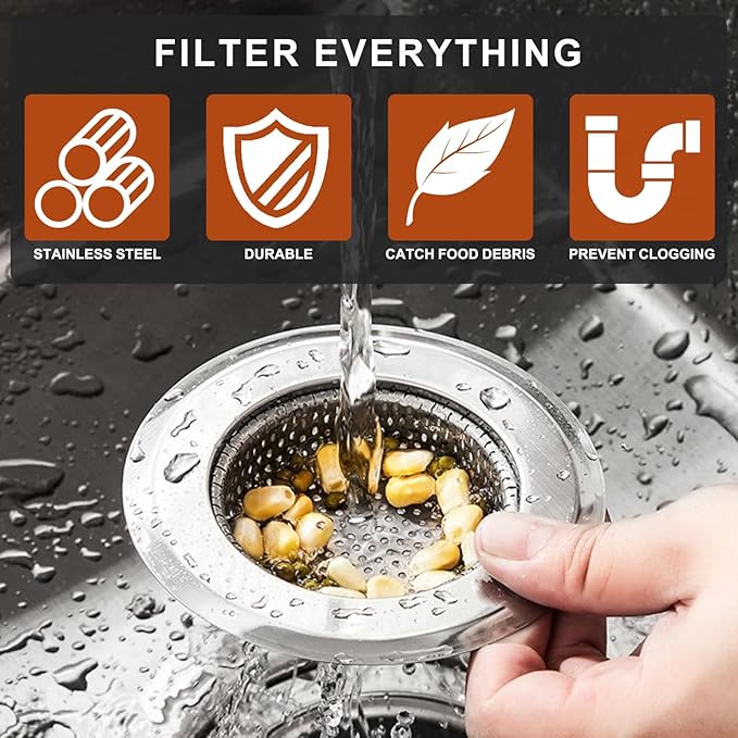 4 Pcs Stainless Steel Mesh Sink Drain Strainer, 4.5" Top / 3" Kitchen Filter Trap Basket with Large Wide Rim, Large Food Catch for Bathroom Bathtub Wash Basin Floor Drain Balcony RV Drain Hole