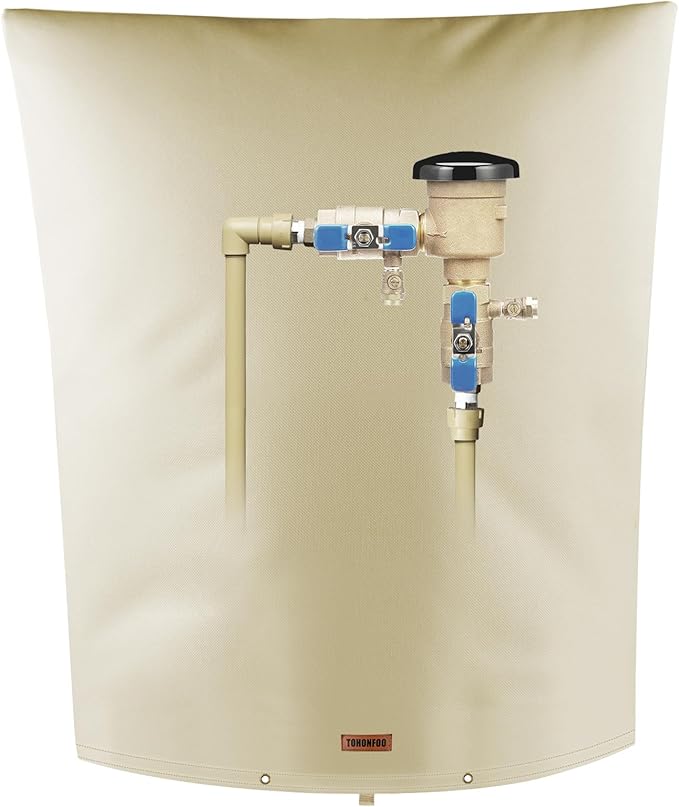 Backflow Preventer Pipe Insulation Cover (5°F) - Irrigation Sprinkler Valve Insulated Pouch - Water Well Pump Cover - Sturdy 5 Layers for Winter Freeze Protection, 24" W x 36" H, Beige