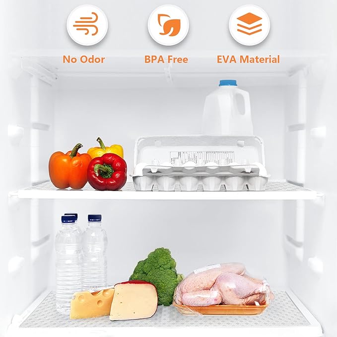 Shelf Liners for Kitchen Cabinets Refrigerator Liners Waterproof Kitchen Cupboard Liner Non-Slip Drawer Mats EVA Material Non Adhesive Fridge Liner for Shelves - Clear （11.8 x 236.2 Inches x 2 Rolls