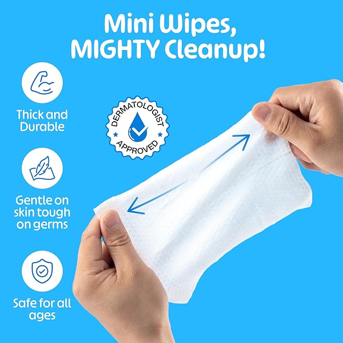 Fomin Mini Hand Sanitizer Wipes 30 Pack (8 Count) - Fragrance Free Mini Wet Wipe - pH Balanced, Biodegradable, Antibacterial On The Go Hand Sanitizing Wipes - Hypoallergenic, Plant-Based Travel Wipe