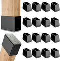 Rectangle Chair Leg Protectors for Hardwood Floors,16 PCS Silicone Covers to Protect Wood Tile Floors Felt Pads Furniture Leg Caps Reduce Noise. Easy to Move.(Black,1 x 1.5 Inch,Rectangle)