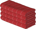 Artoid Mode Checkered Designed Cotton Red Terry Kitchen Dish Towels, 15x25 Inch Soft Absorbent Quick Drying Family Cleaning Tea Towels Set of 4