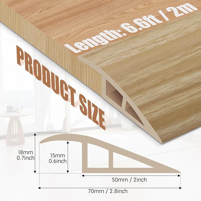 Floor Transition Strip Door Threshold 79" Floor Transition Reducer Trim on The Edges Threshold Strip Self Adhesive Suitable for Doorways, Tiles, Carpet