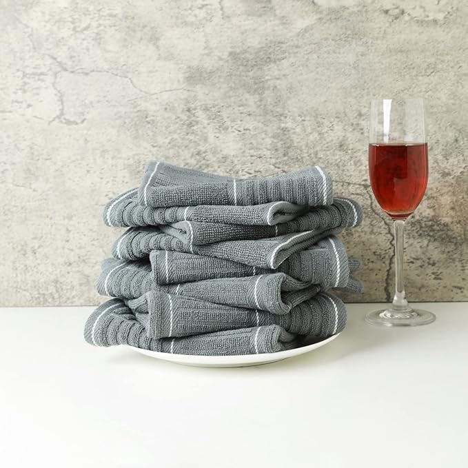 Glynniss Kitchen Towels and Dishcloths Set, Dish Towels and Dish Rags for Washing Dishes, for Cleaning Cooking Drying Pack of 8 (Grey)
